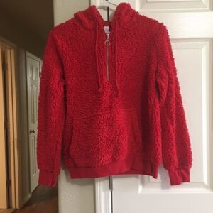 Women's No Boundaries Sherpa Hooded Pullover Jacket--Red--Size M 